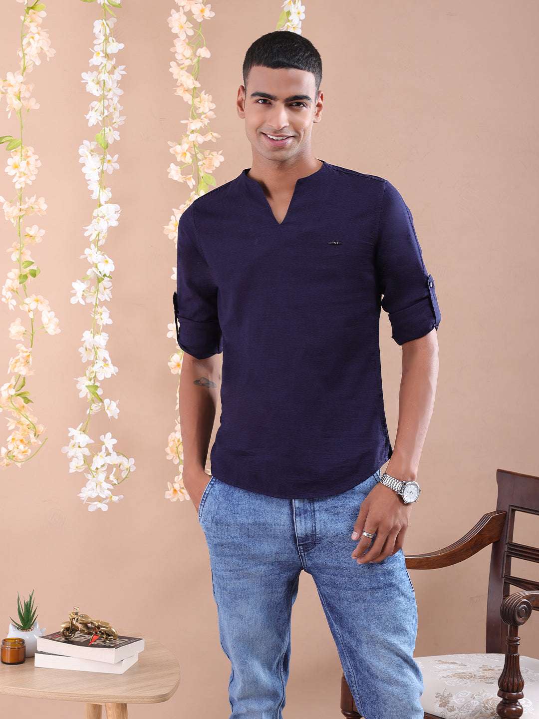 Shop Men V-Neck Kurta Online.