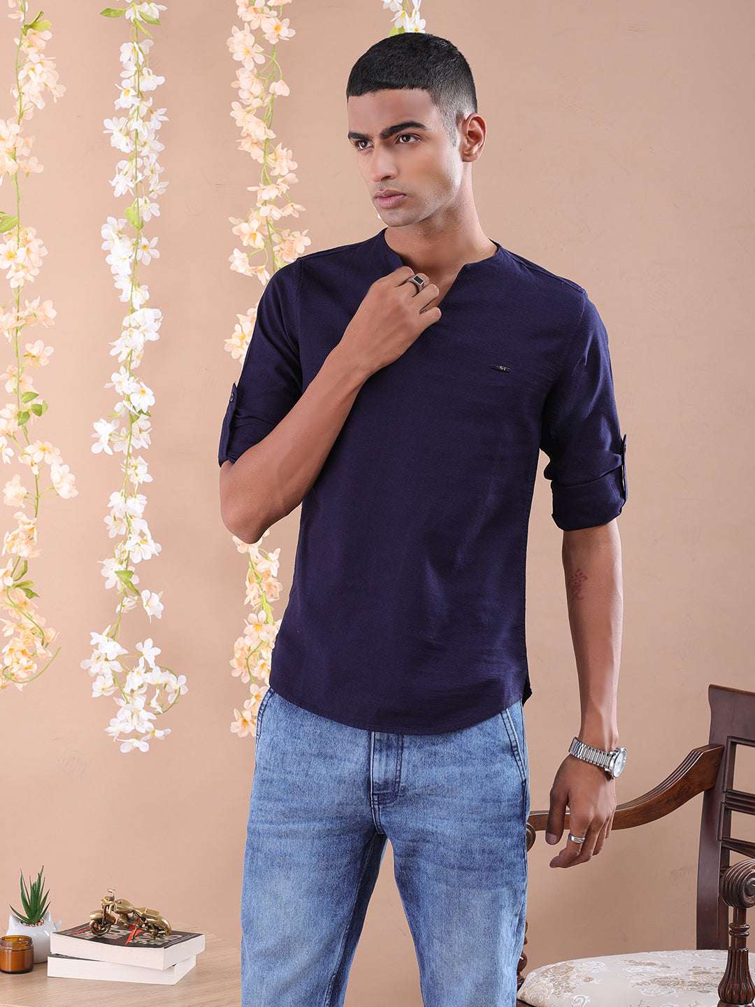 Shop Men V-Neck Kurta Online.