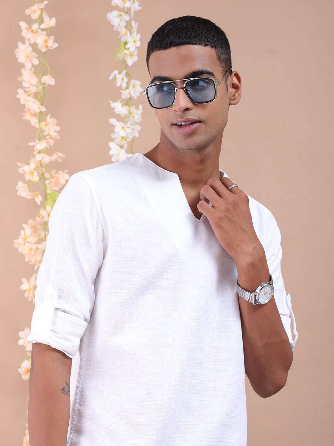 Shop Men V-Neck Kurta Online.