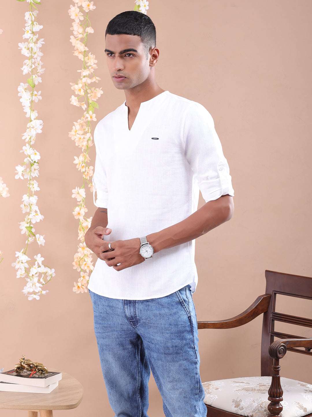 Shop Men V-Neck Kurta Online.