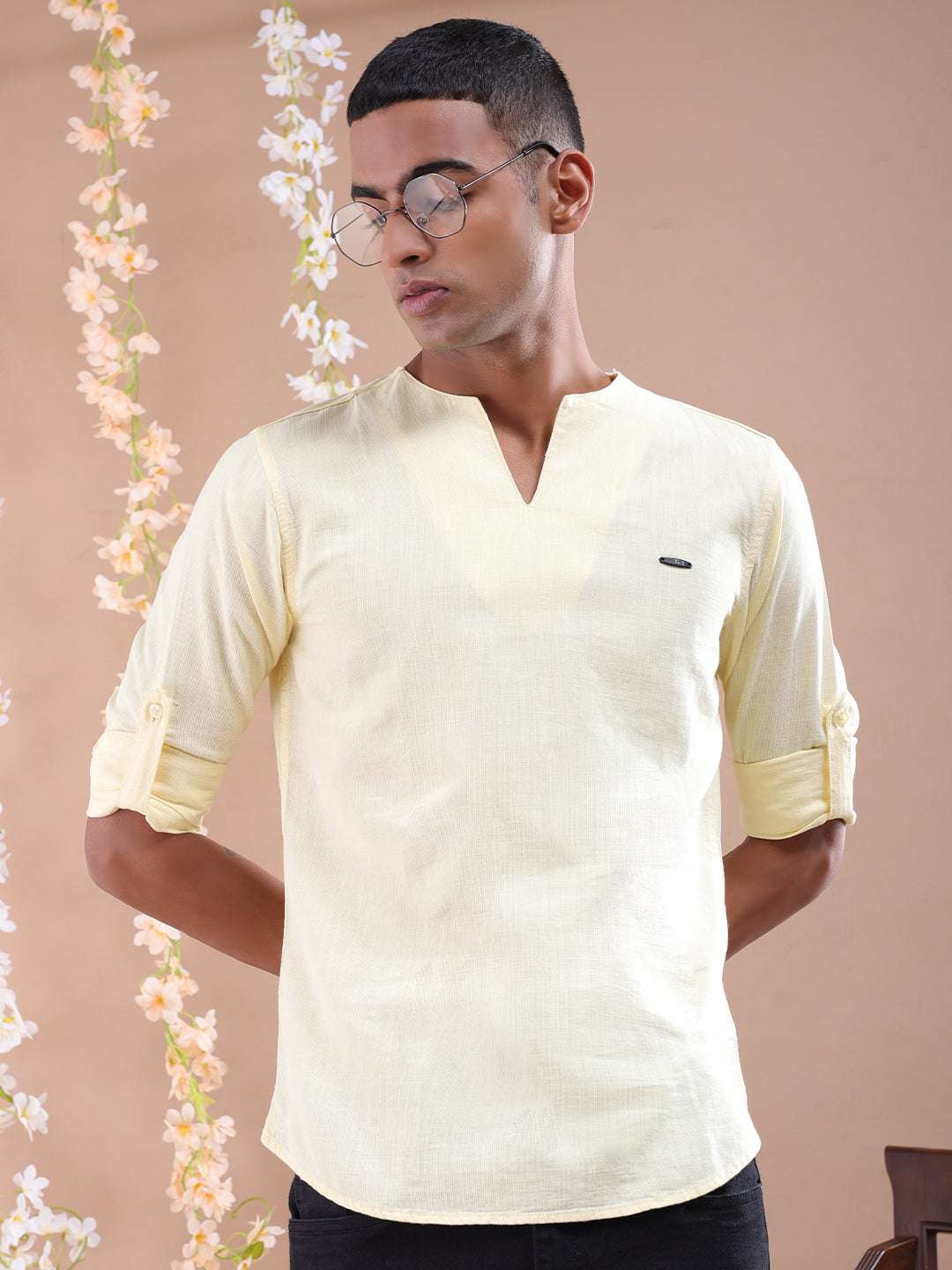 Shop Men V-Neck Kurta Online.