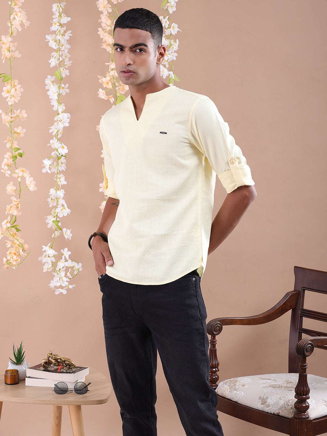 Shop Men V-Neck Kurta Online.