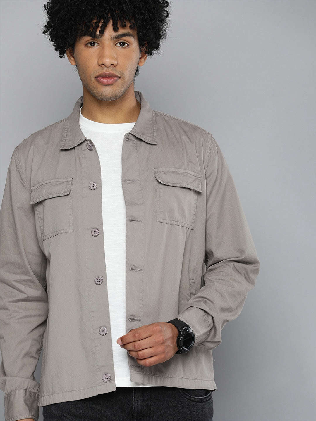 Shop Men Solid Overshirt Online.