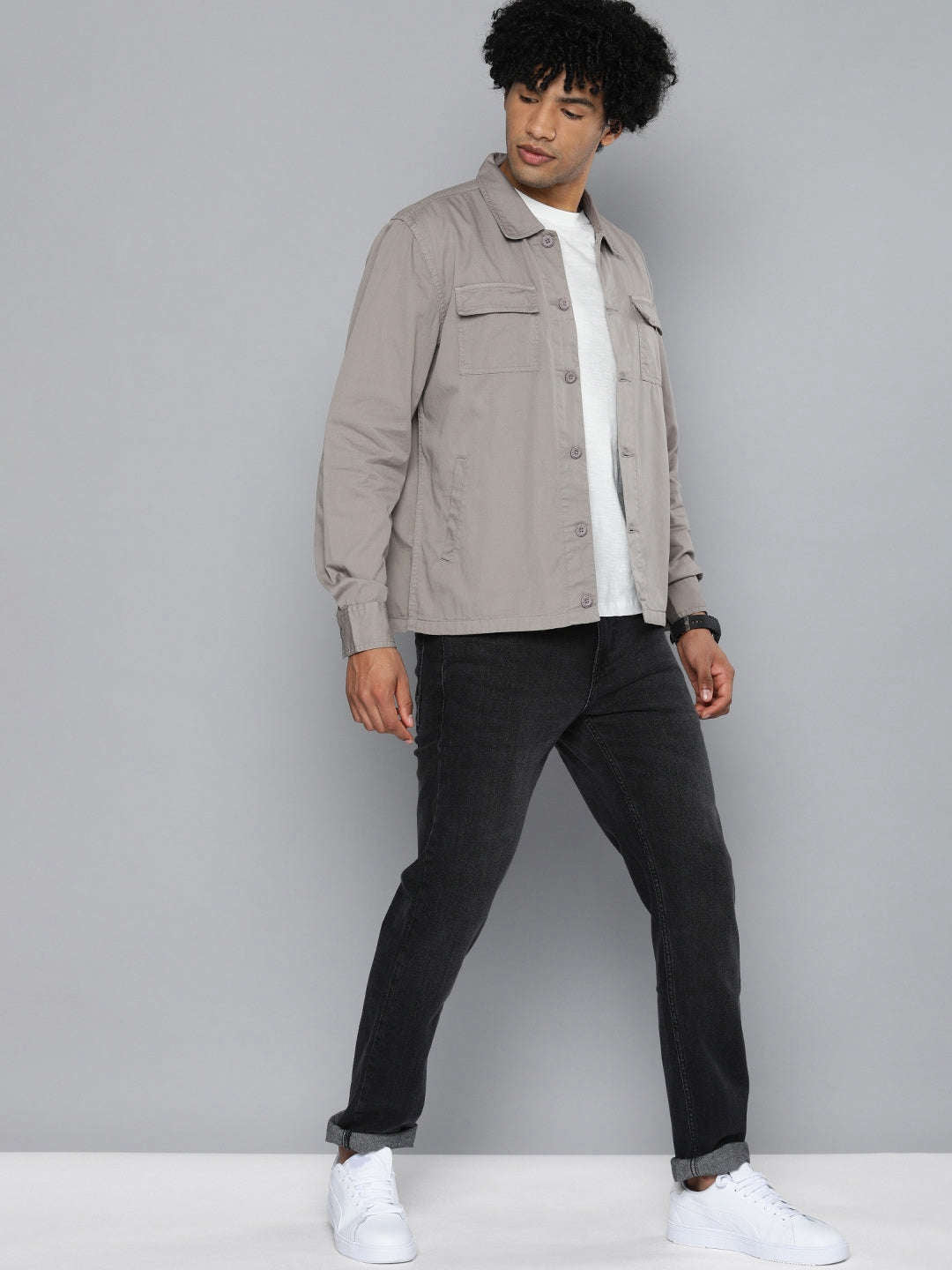 Shop Men Solid Overshirt Online.