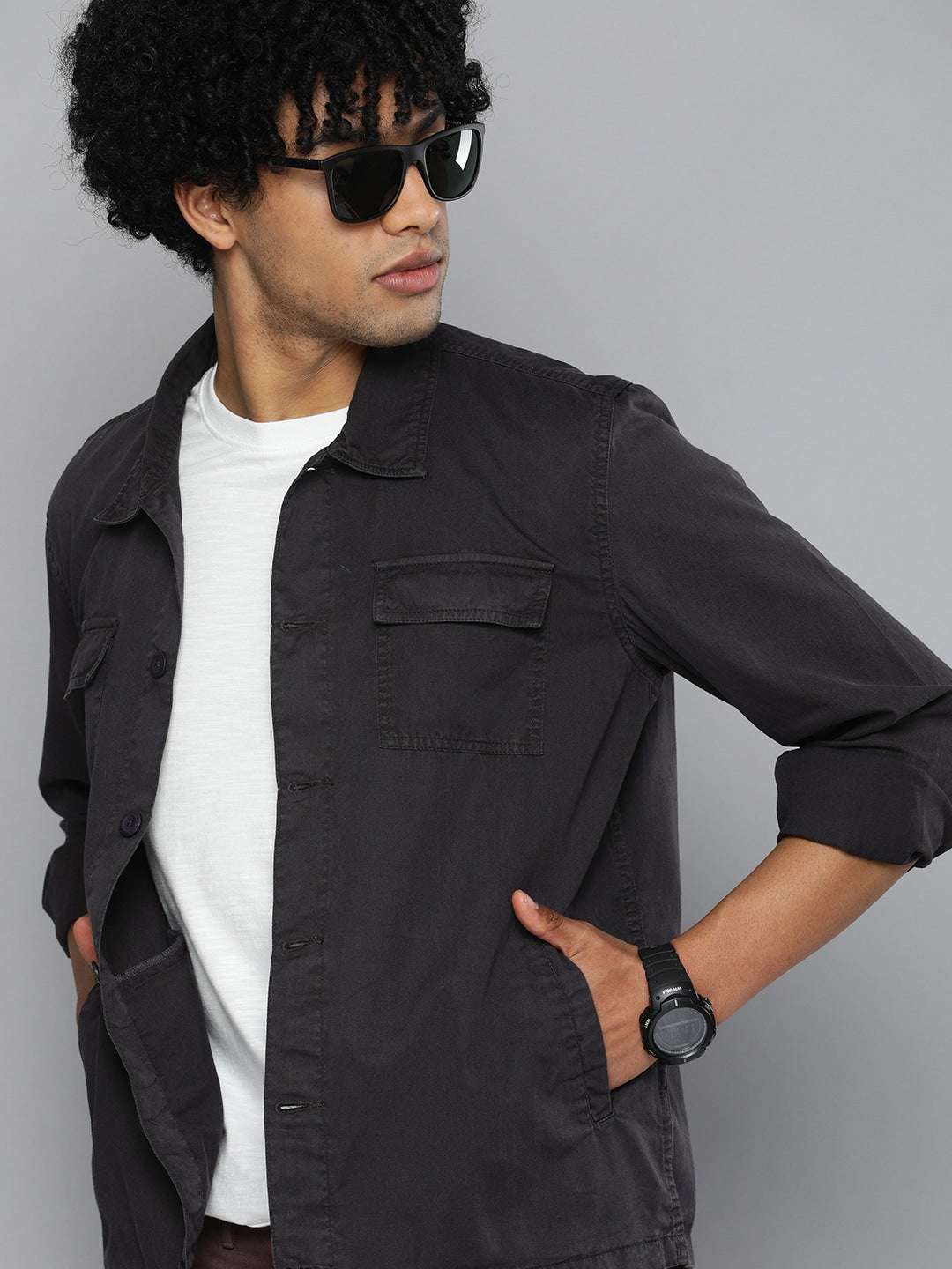 Shop Men Solid Overshirt Online.