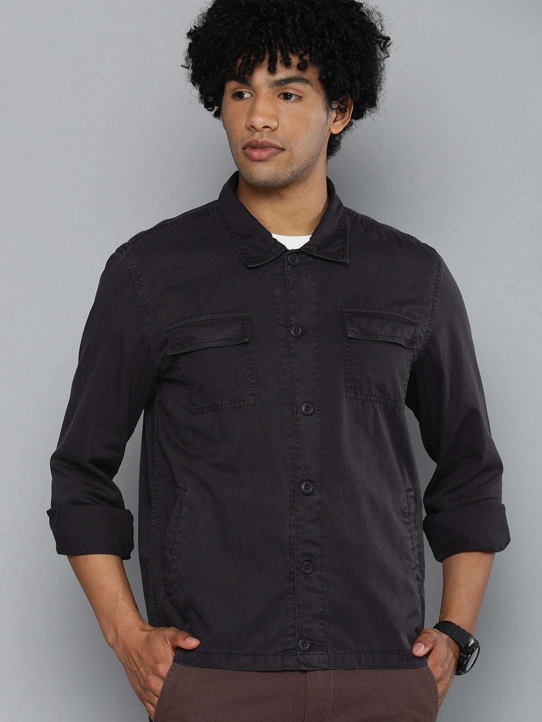 Shop Men Solid Overshirt Online.