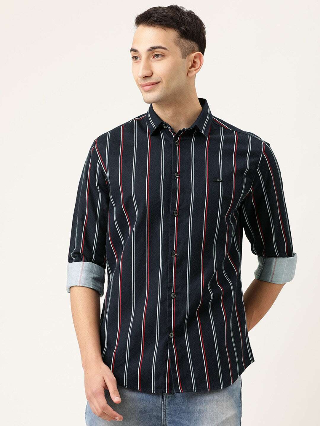 Shop Men Vertical Striped Shirt Online.