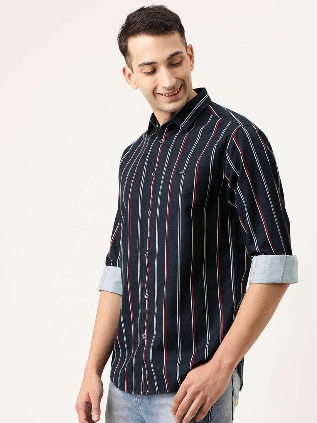 Shop Men Vertical Striped Shirt Online.