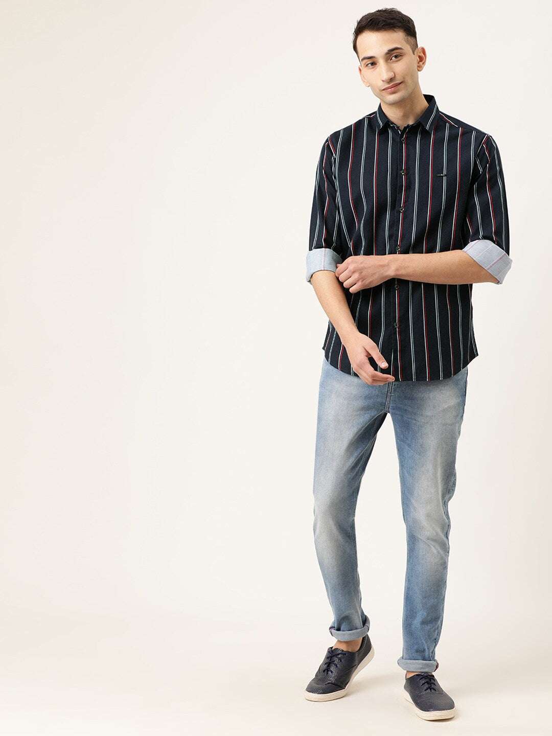 Shop Men Vertical Striped Shirt Online.