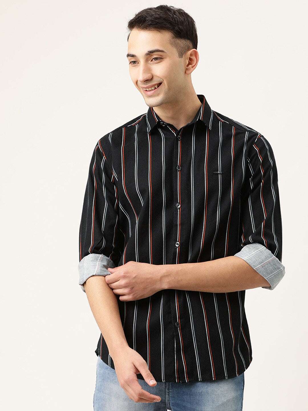 Shop Men Vertical Striped Shirt Online.