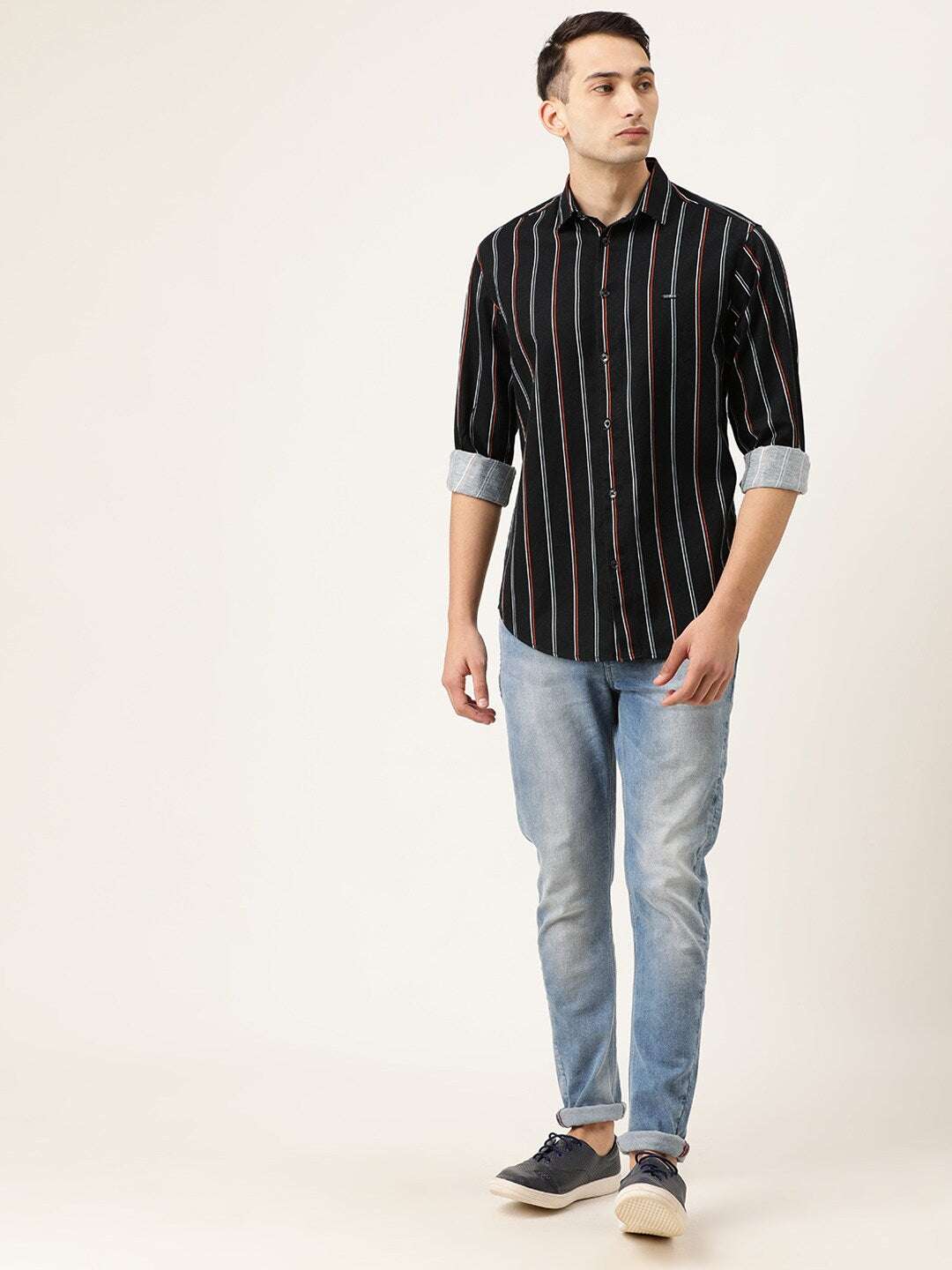 Shop Men Vertical Striped Shirt Online.