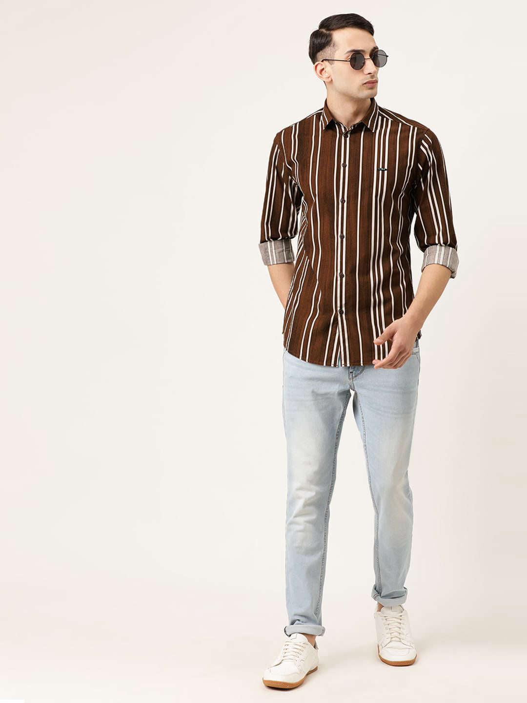 Shop Men Vertical Striped Shirt Online.