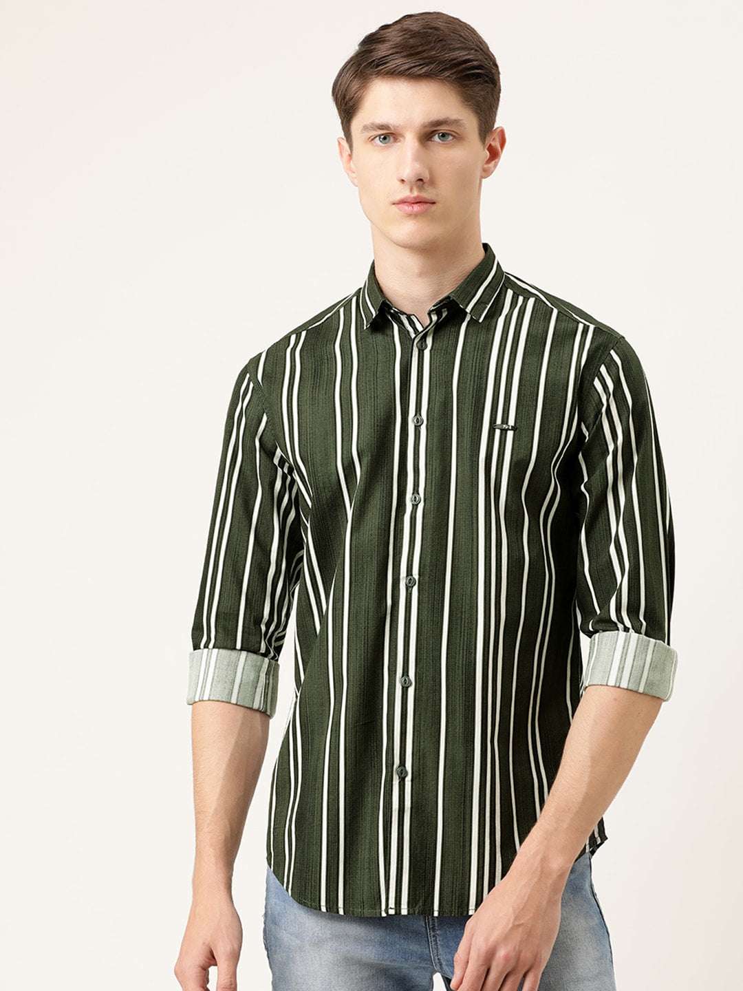 Shop Men Vertical Striped Shirt Online.