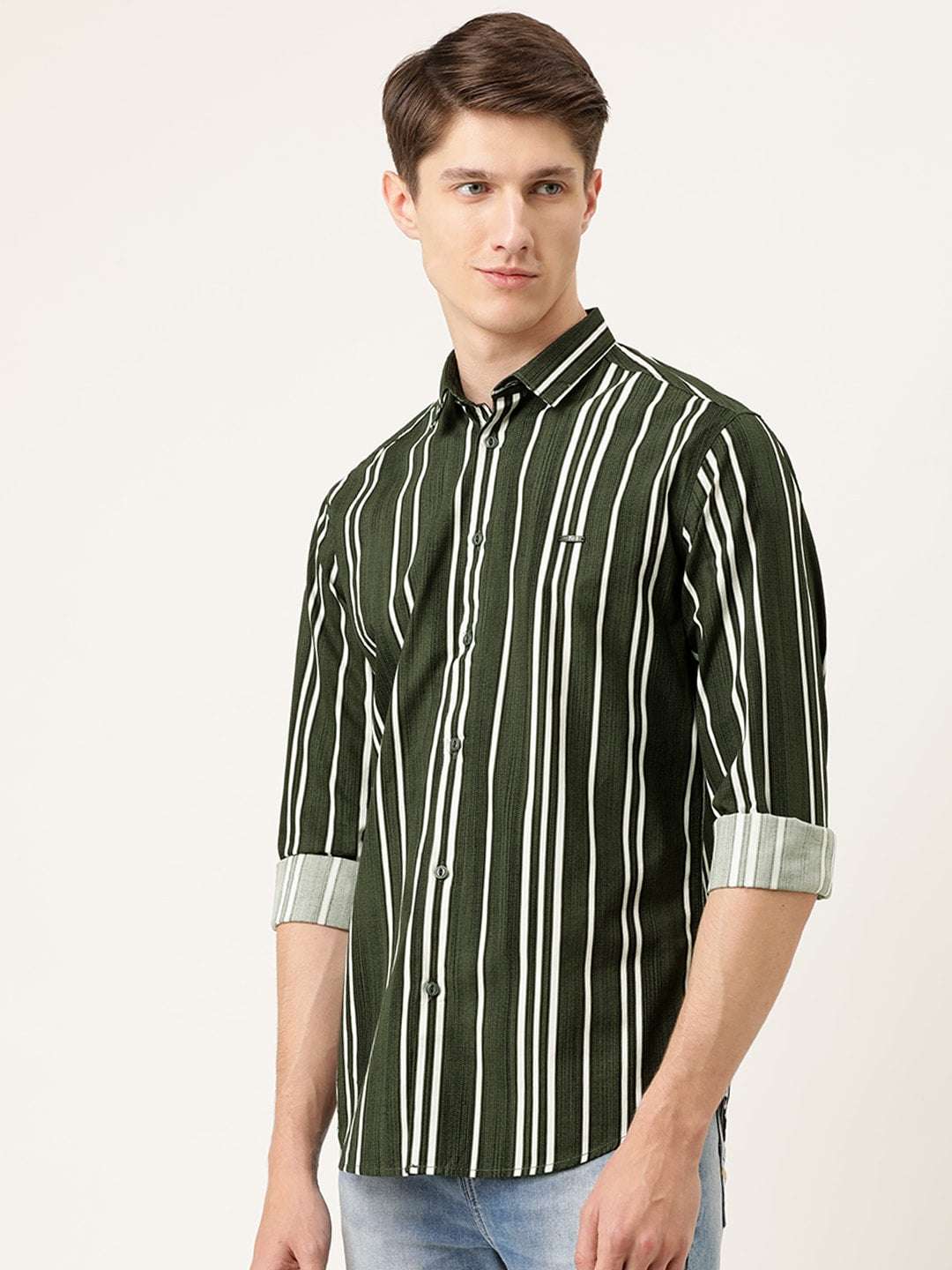 Shop Men Vertical Striped Shirt Online.