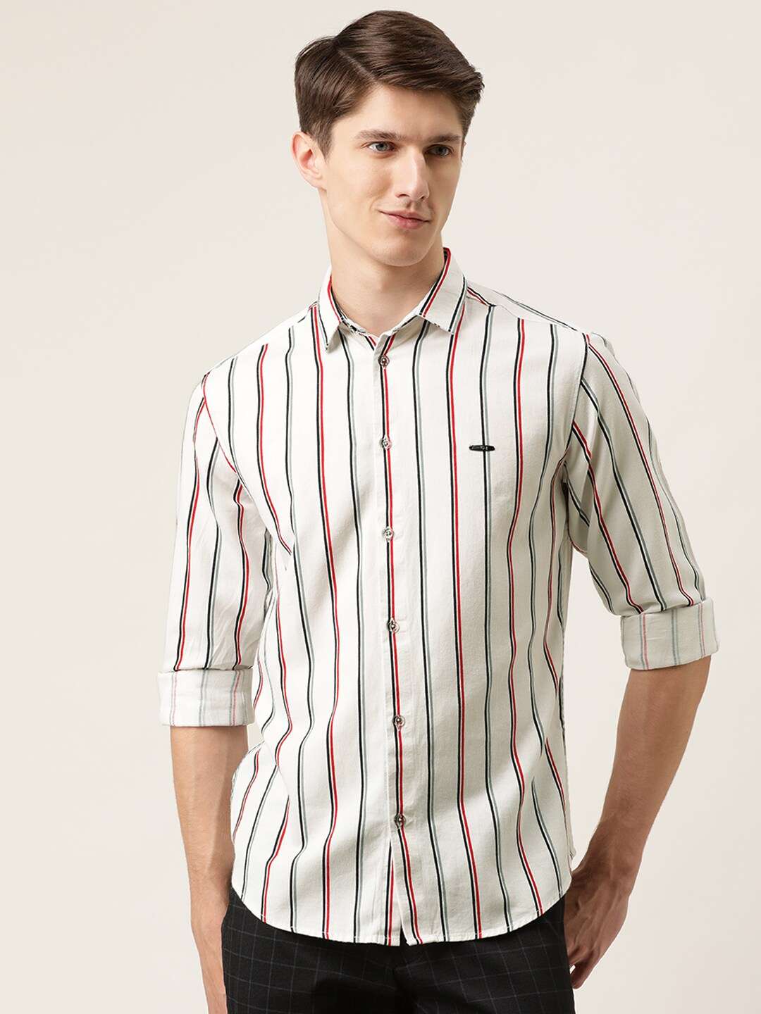 Shop Men Vertical Striped Shirt Online.