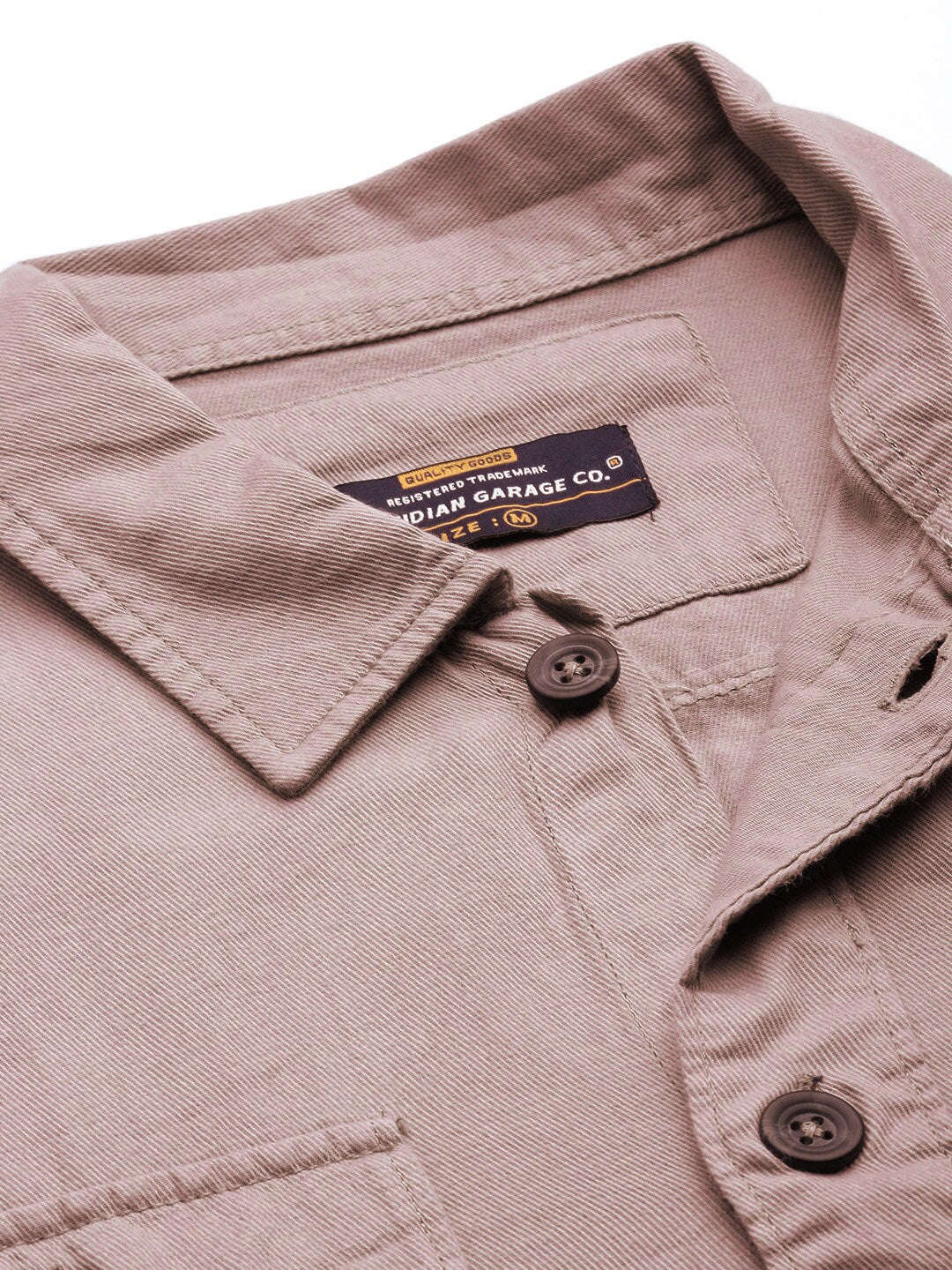 Shop The Indian Garage Co Men Peach-Coloured Back Graphic Printed Twill Slim Fit Cotton Shirt Online.