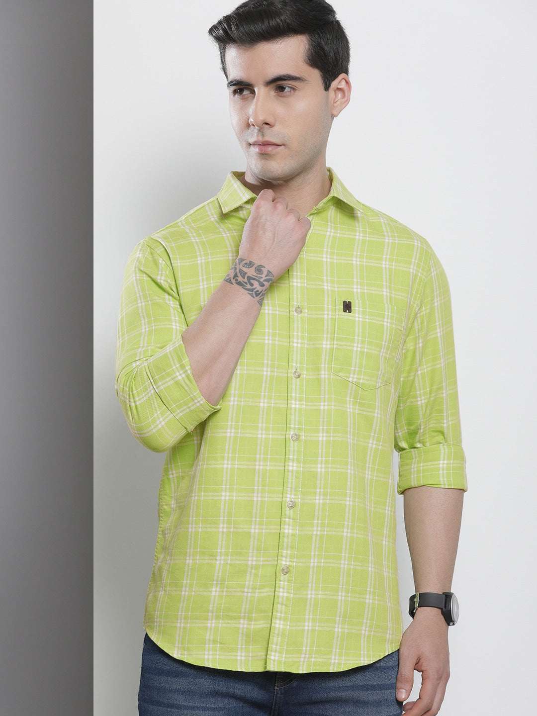 Shop Men's Checked Regular Fit Shirt Online.