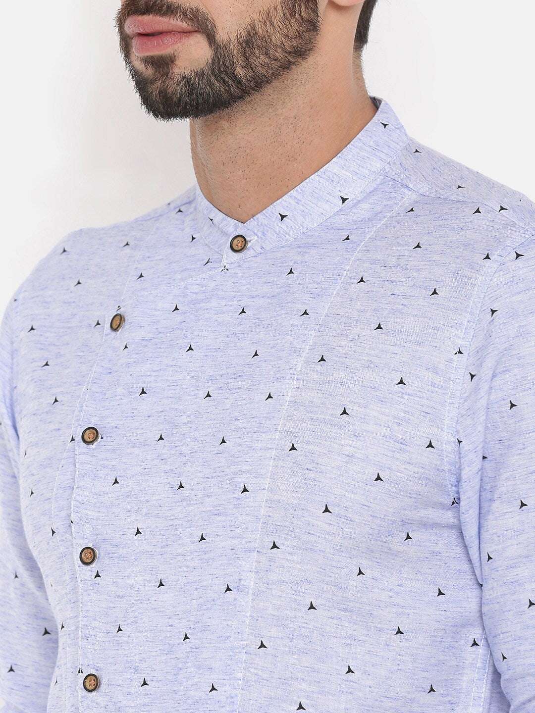 Shop The Indian Garage Co Men Blue Printed Straight Kurta Online.