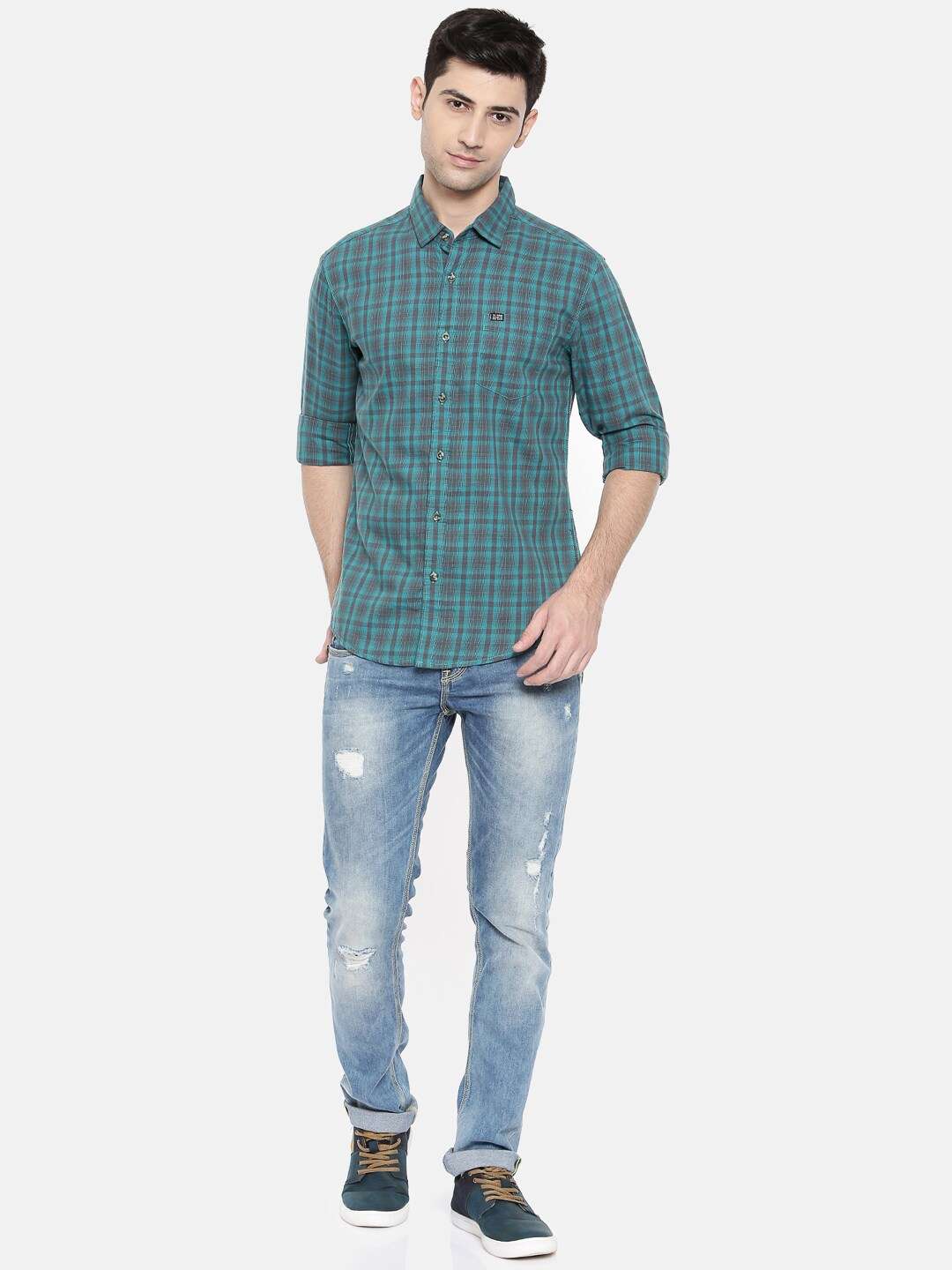 Shop Men Casual Checked Shirt Online.