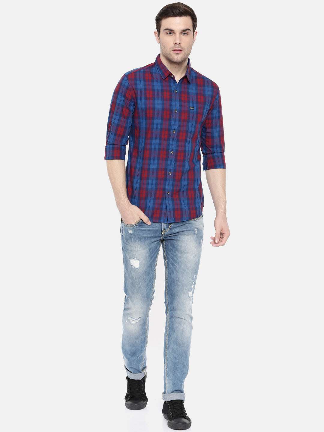 Shop Men Casual Checked Shirt Online.