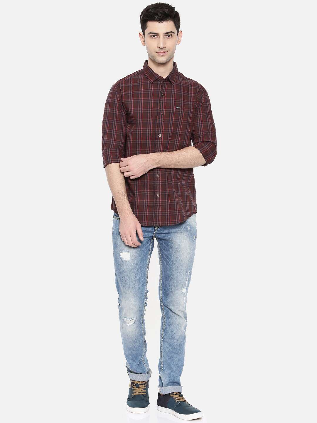 Shop Men Casual Checked Shirt Online.