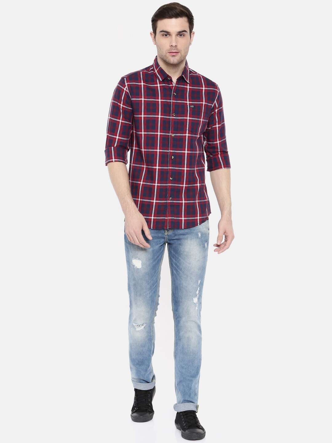 Shop Men Casual Checked Shirt Online.