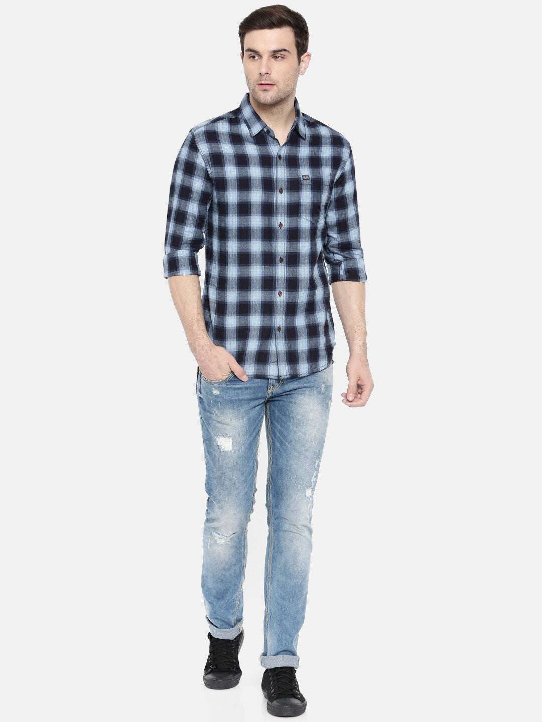 Shop Men Casual Checked Shirt Online.