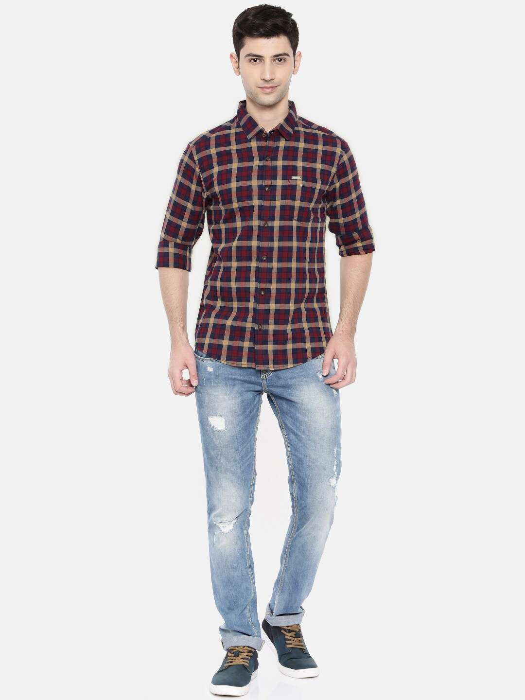 Shop Men Casual Checked Shirt Online.