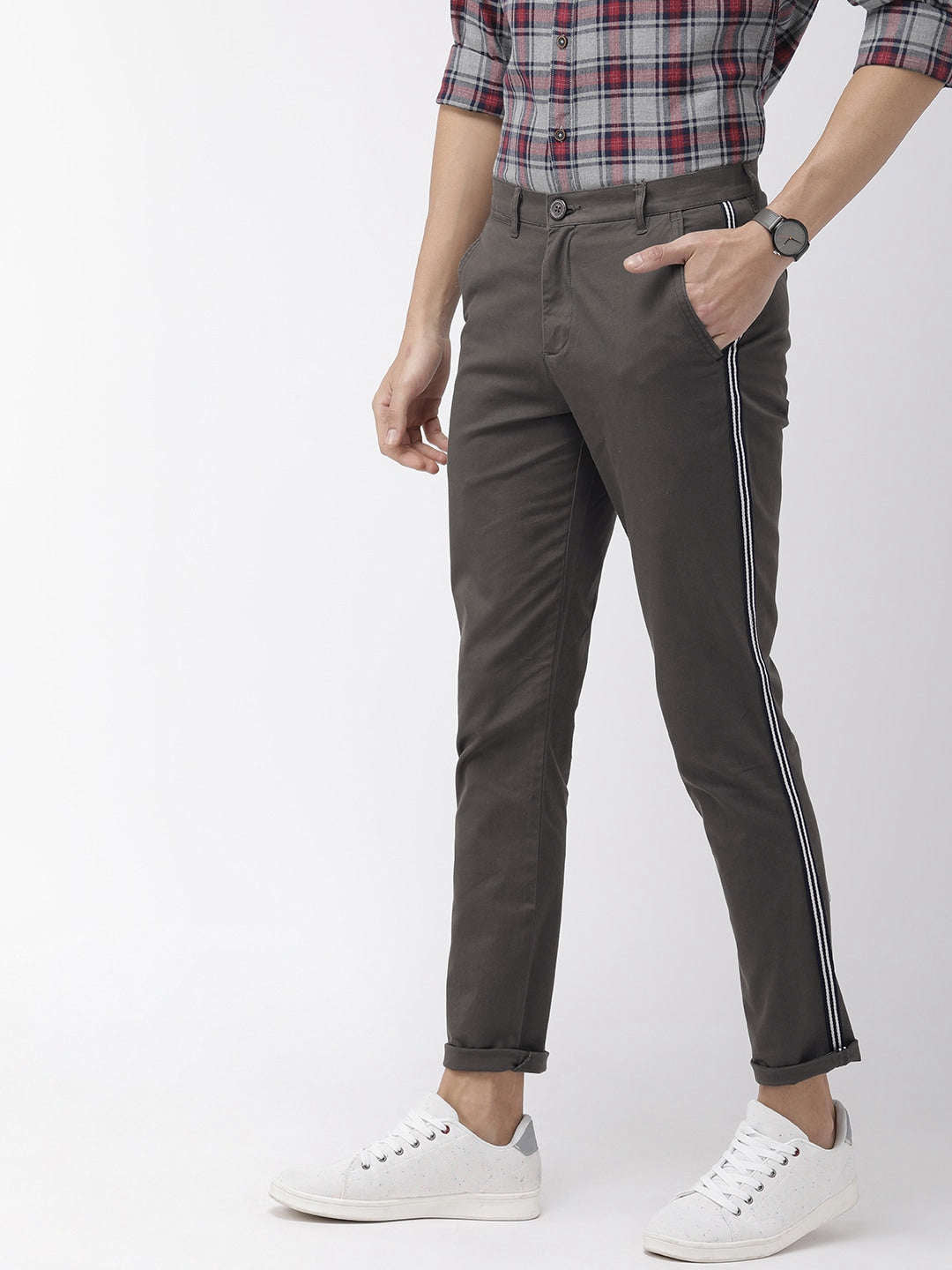 Shop Men Solid Casual Chino Online.