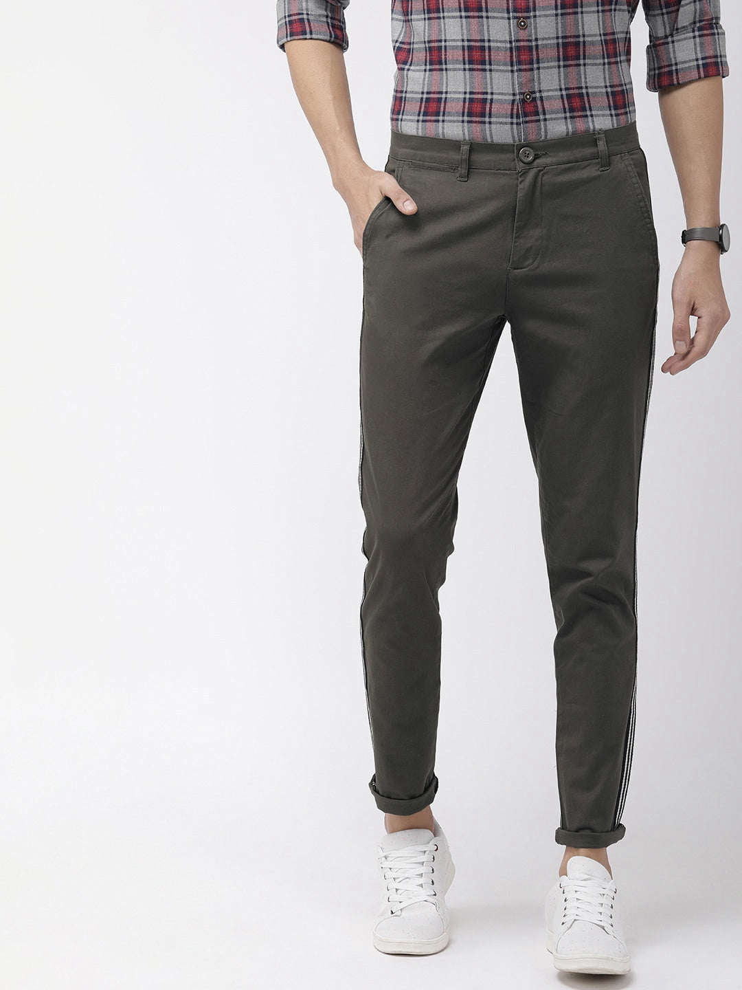 Shop Men Solid Casual Chino Online.