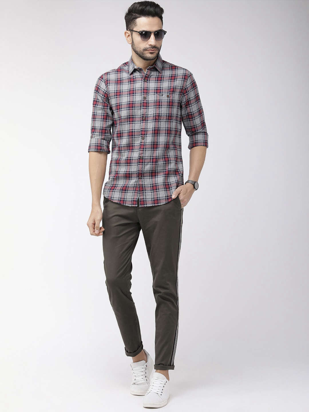 Shop Men Solid Casual Chino Online.