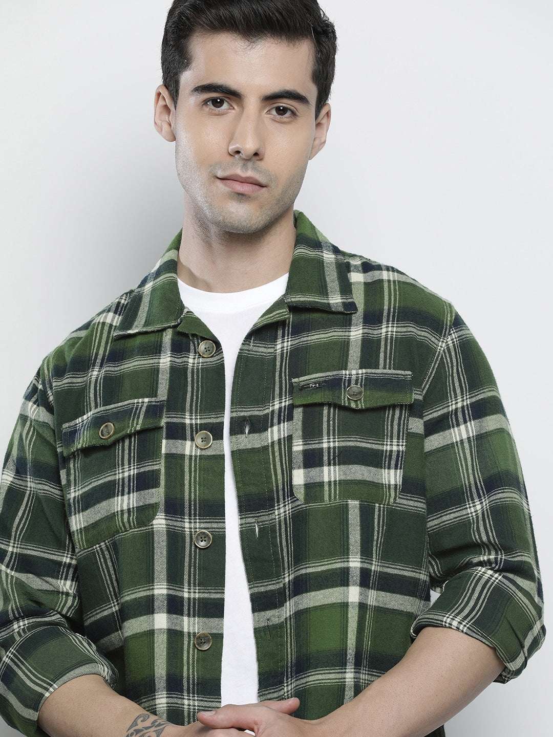 Shop Men Checked Overshirt Online.