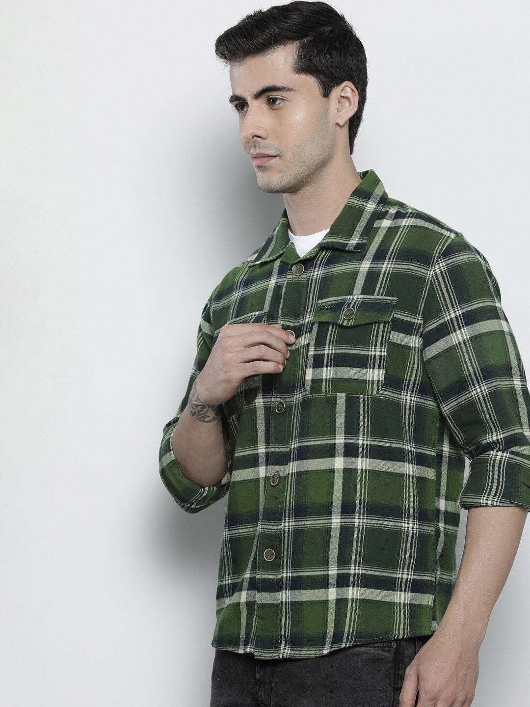 Shop Men Checked Overshirt Online.