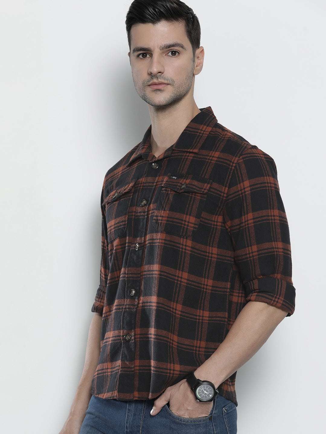 Shop Men Checked Overshirt Online.