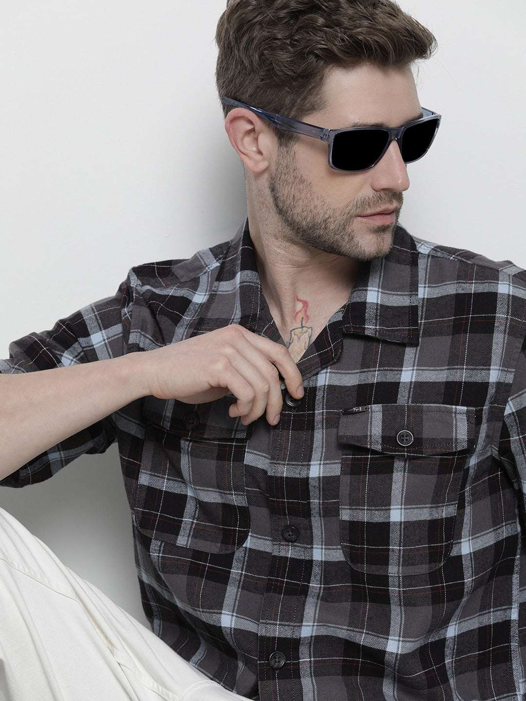 Shop Men Checked Overshirt Online.