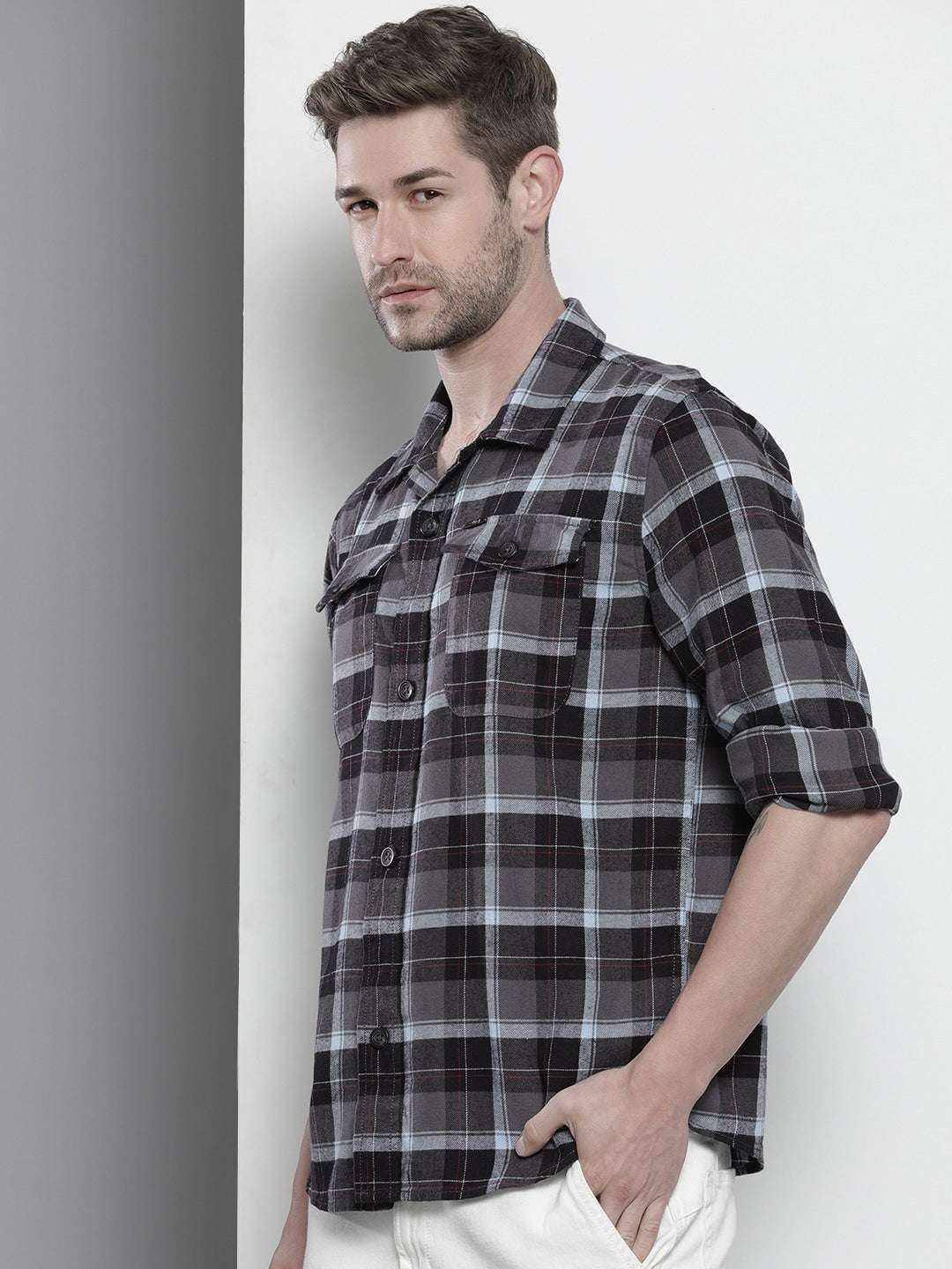 Shop Men Checked Overshirt Online.