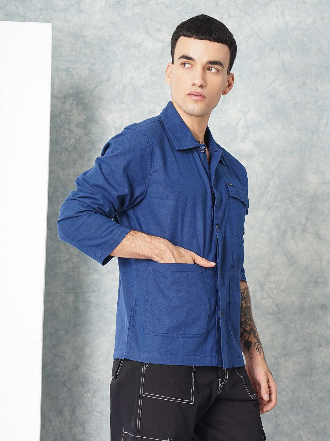 Shop Men Linen Overshirt Online.