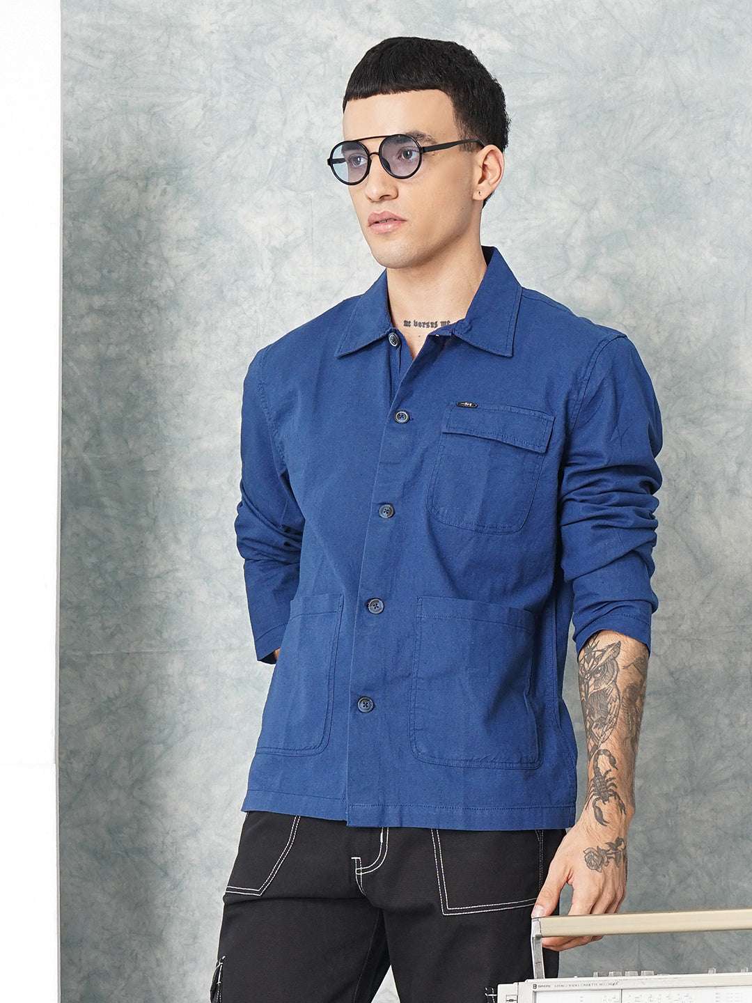 Shop Men Linen Overshirt Online.