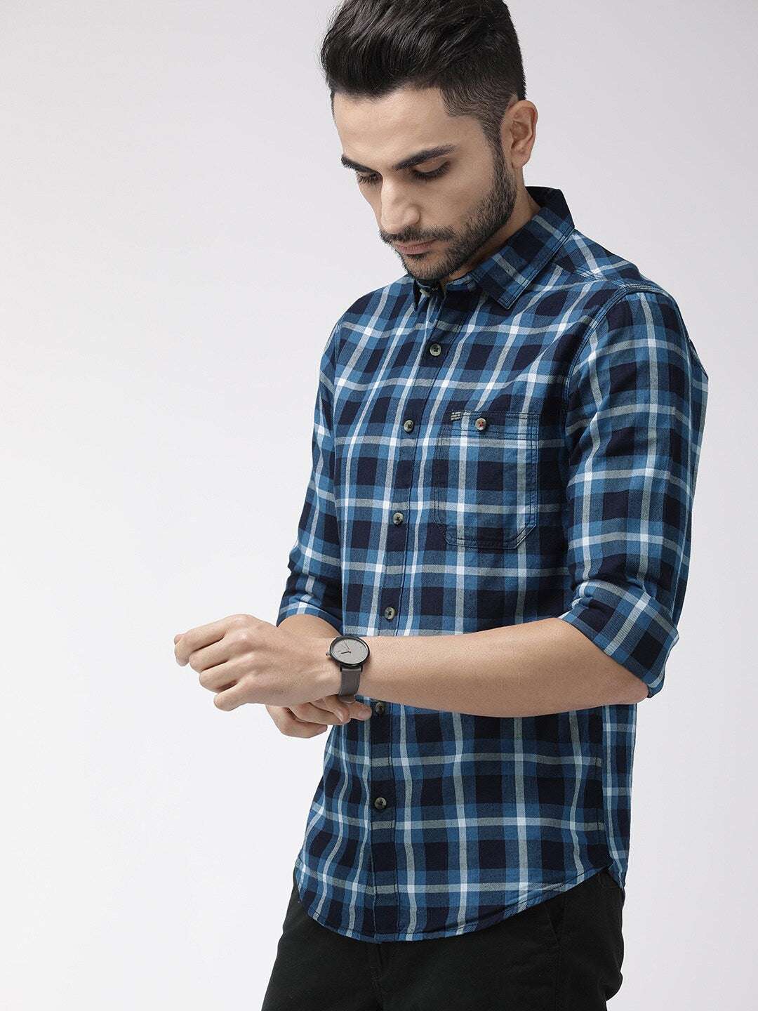 Shop Men Casual Checked Shirt Online.