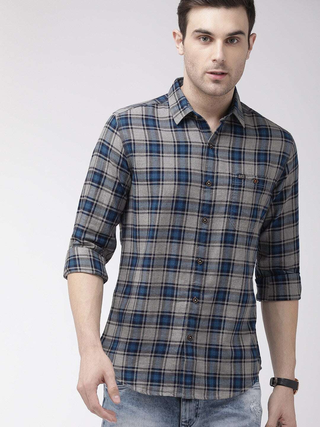 Shop Men Casual Checked Shirt Online.