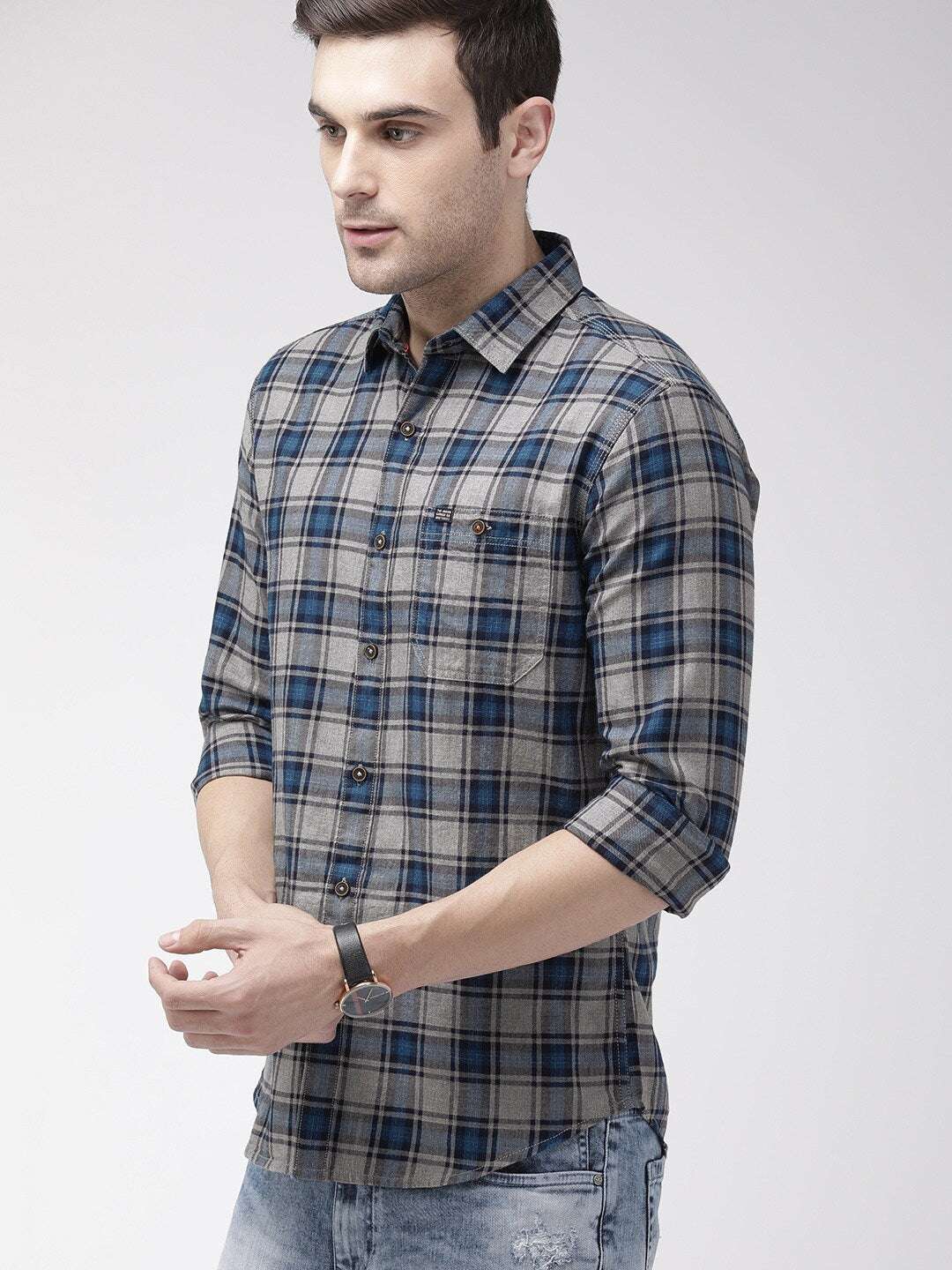 Shop Men Casual Checked Shirt Online.