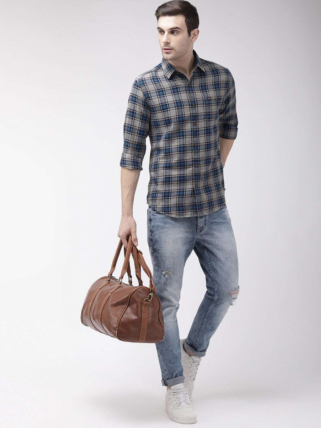 Shop Men Casual Checked Shirt Online.