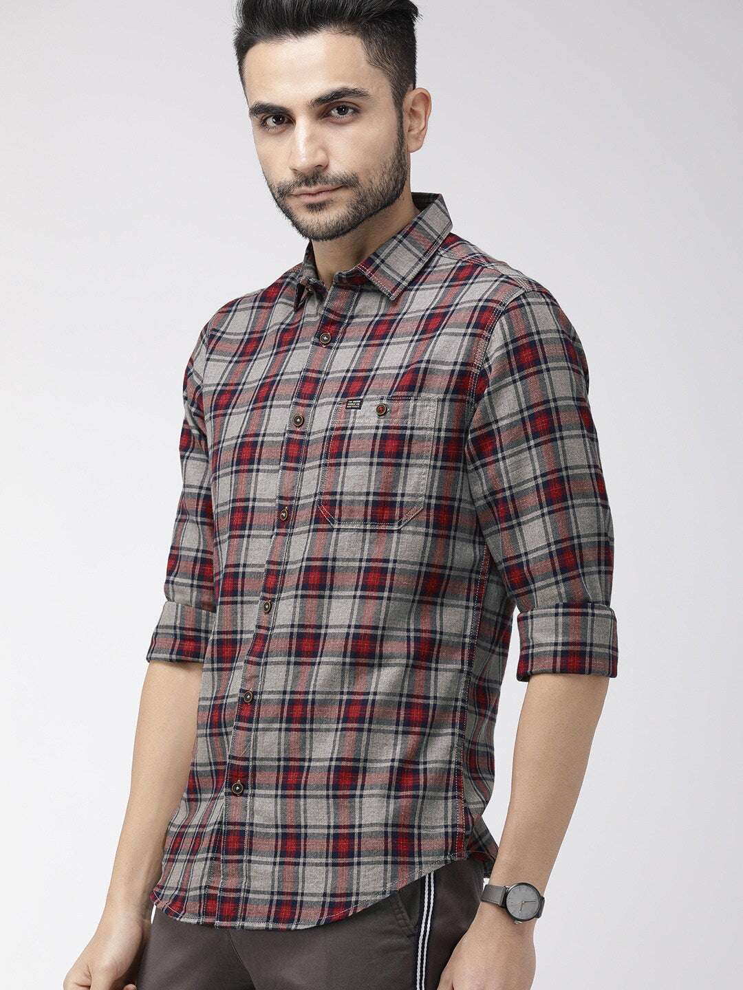 Shop Men Casual Checked Shirt Online.