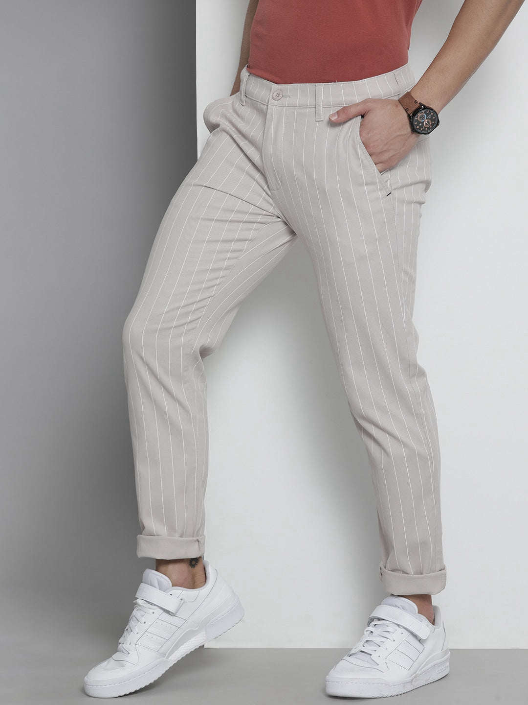 Shop Men Striped Chino Online.