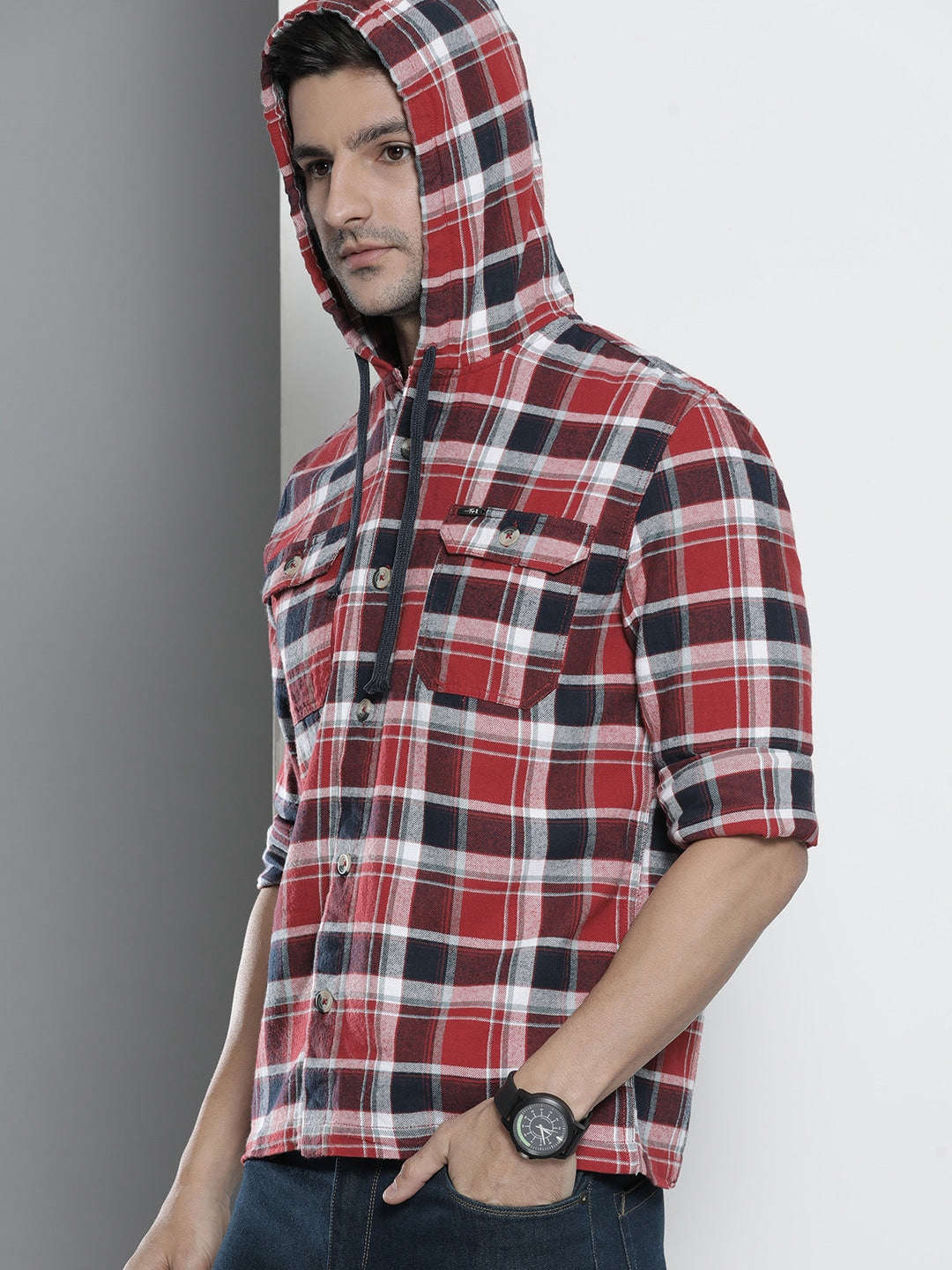 Shop Men's Checked Regular Fit Shirt Online.