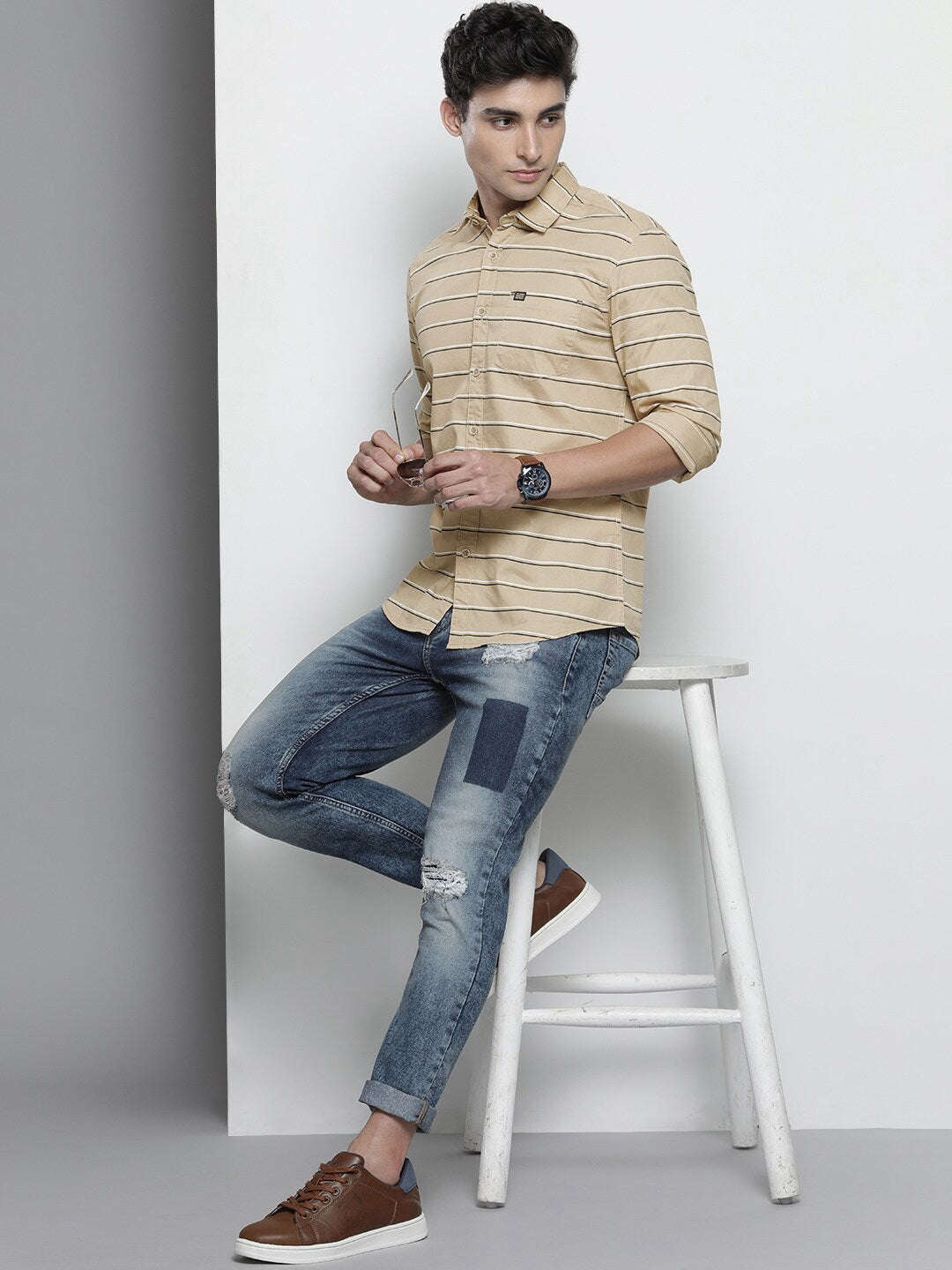 Shop Men Striped Casual Shirt Online.