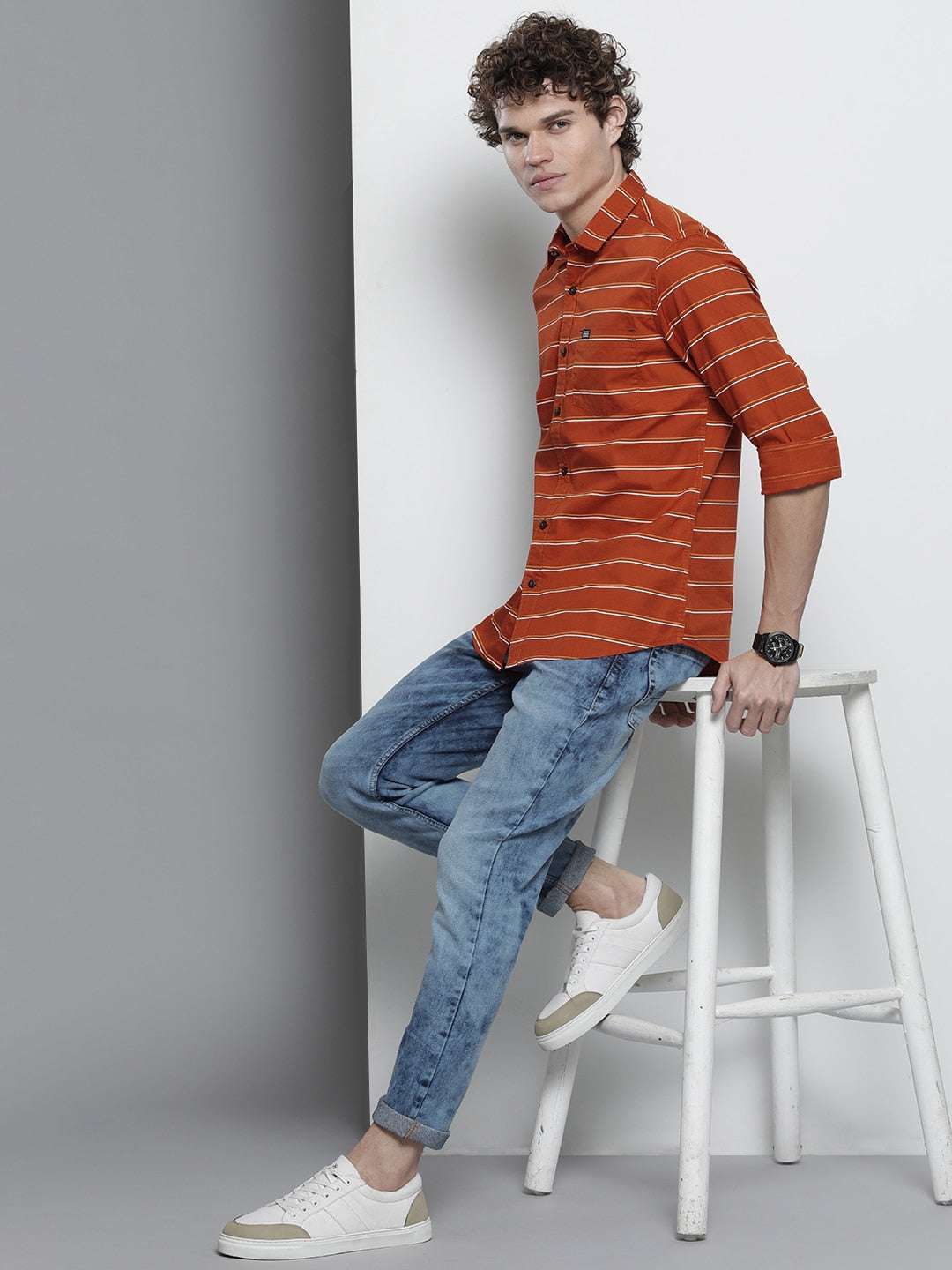 Shop Men Striped Casual Shirt Online.