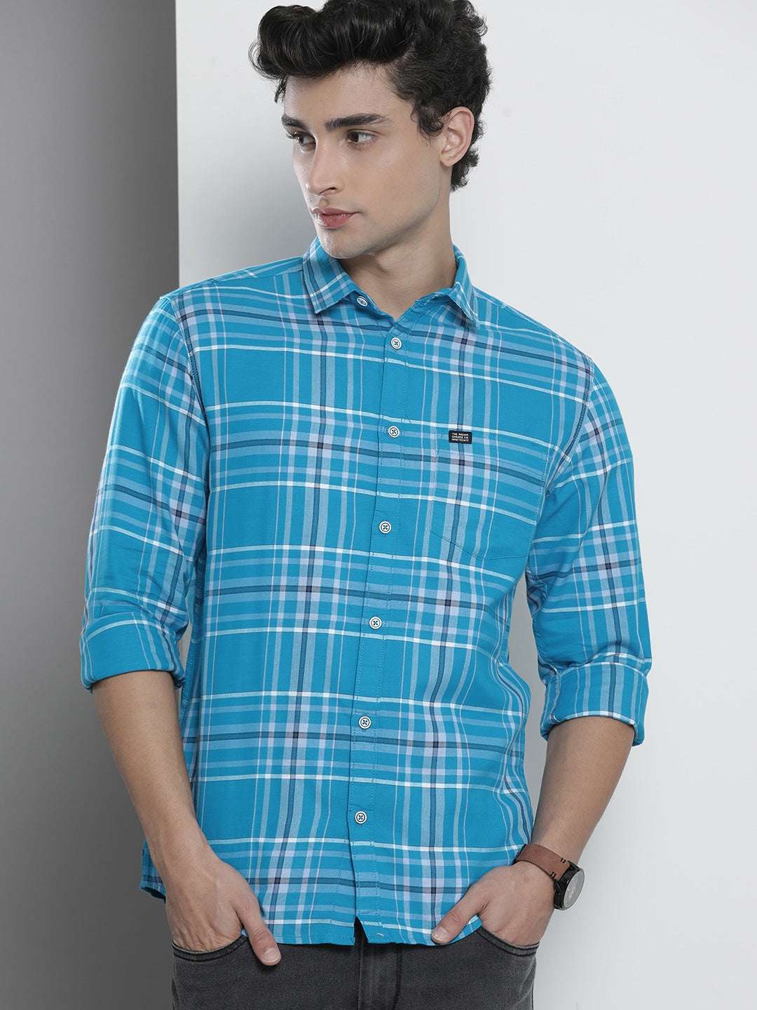 Shop Men's Checked Slim Fit Shirt Online.