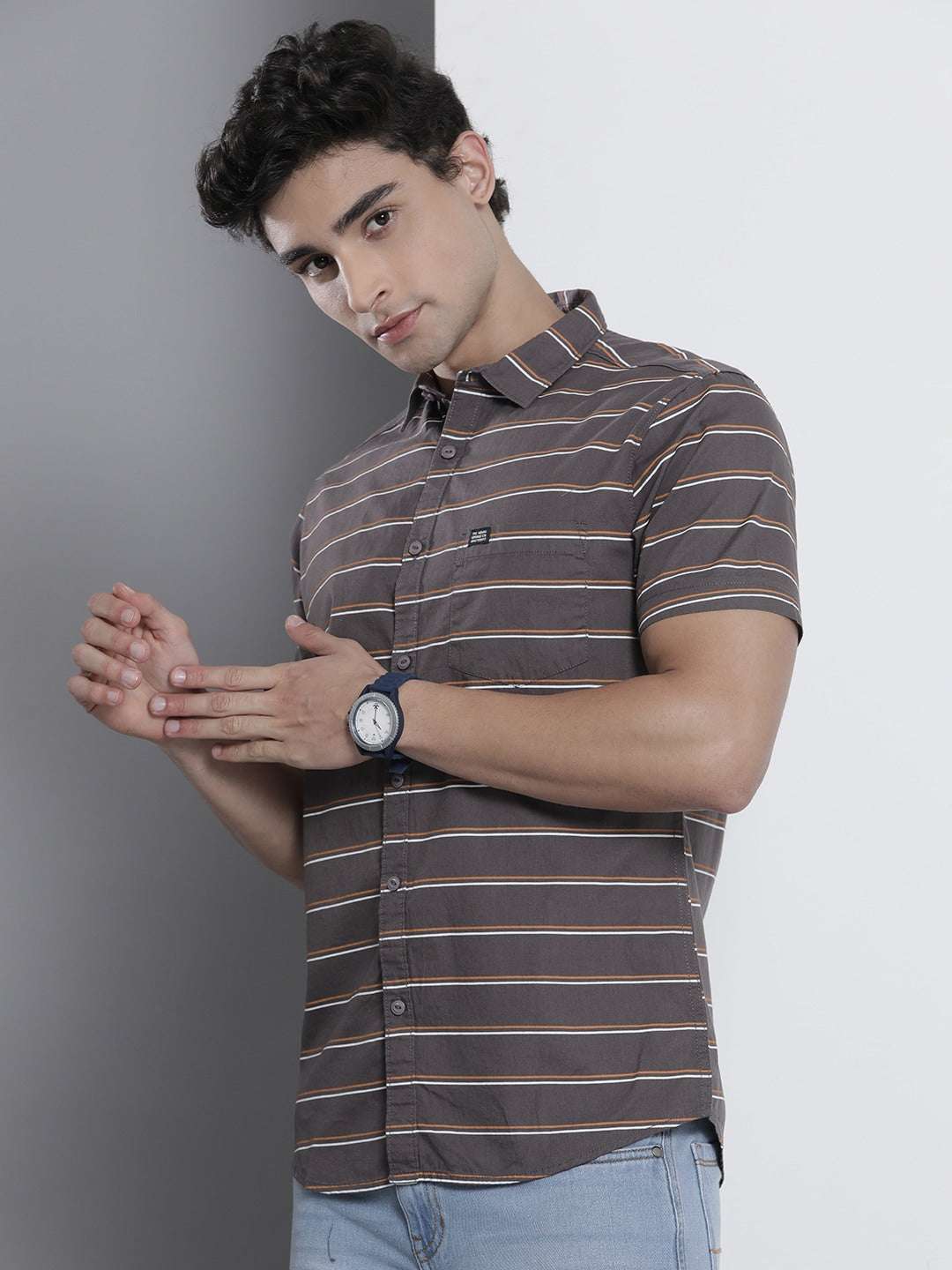 Shop Men Casual Striped Shirt Online.