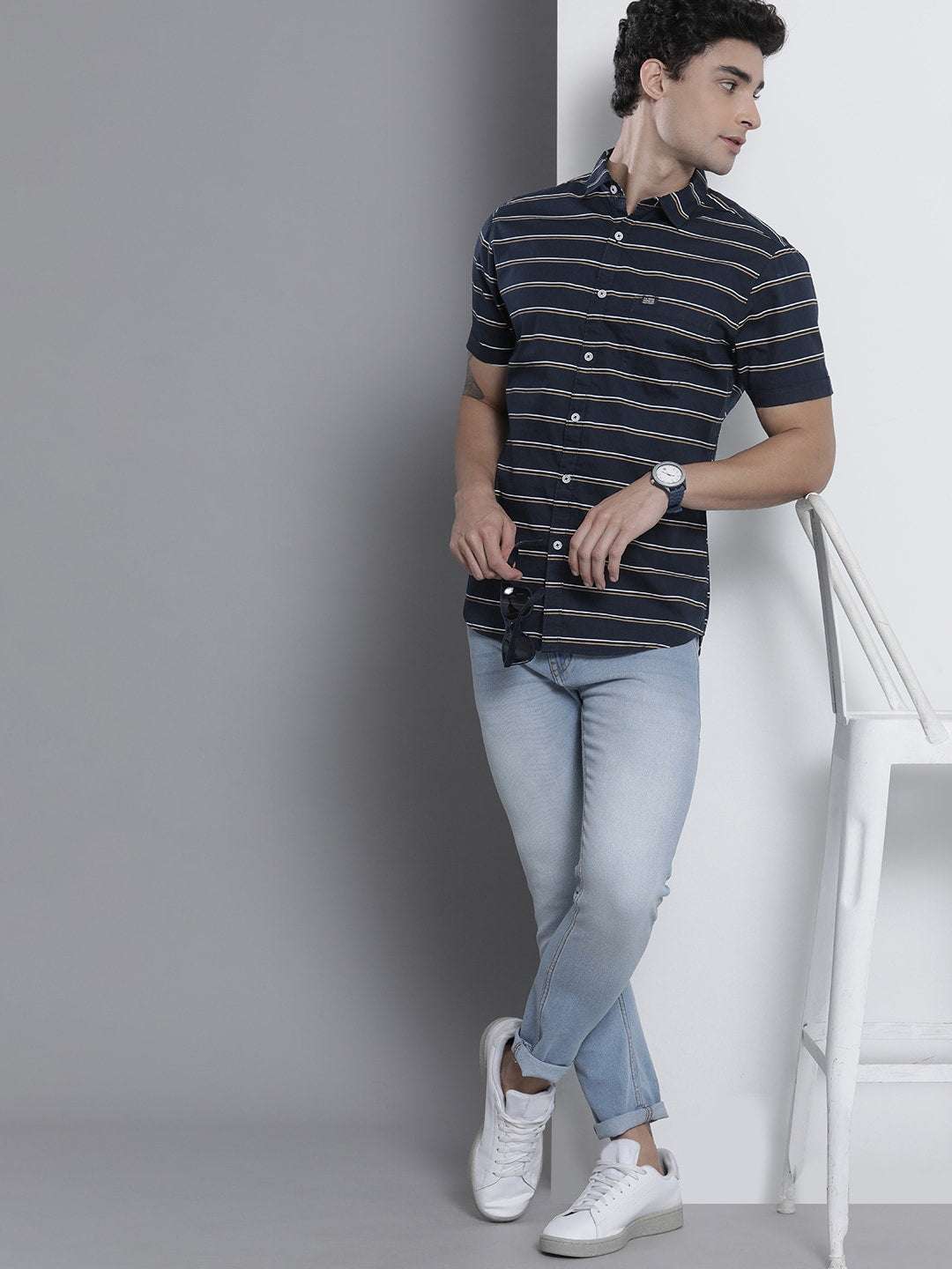 Shop Men Striped Casual Shirt Online.